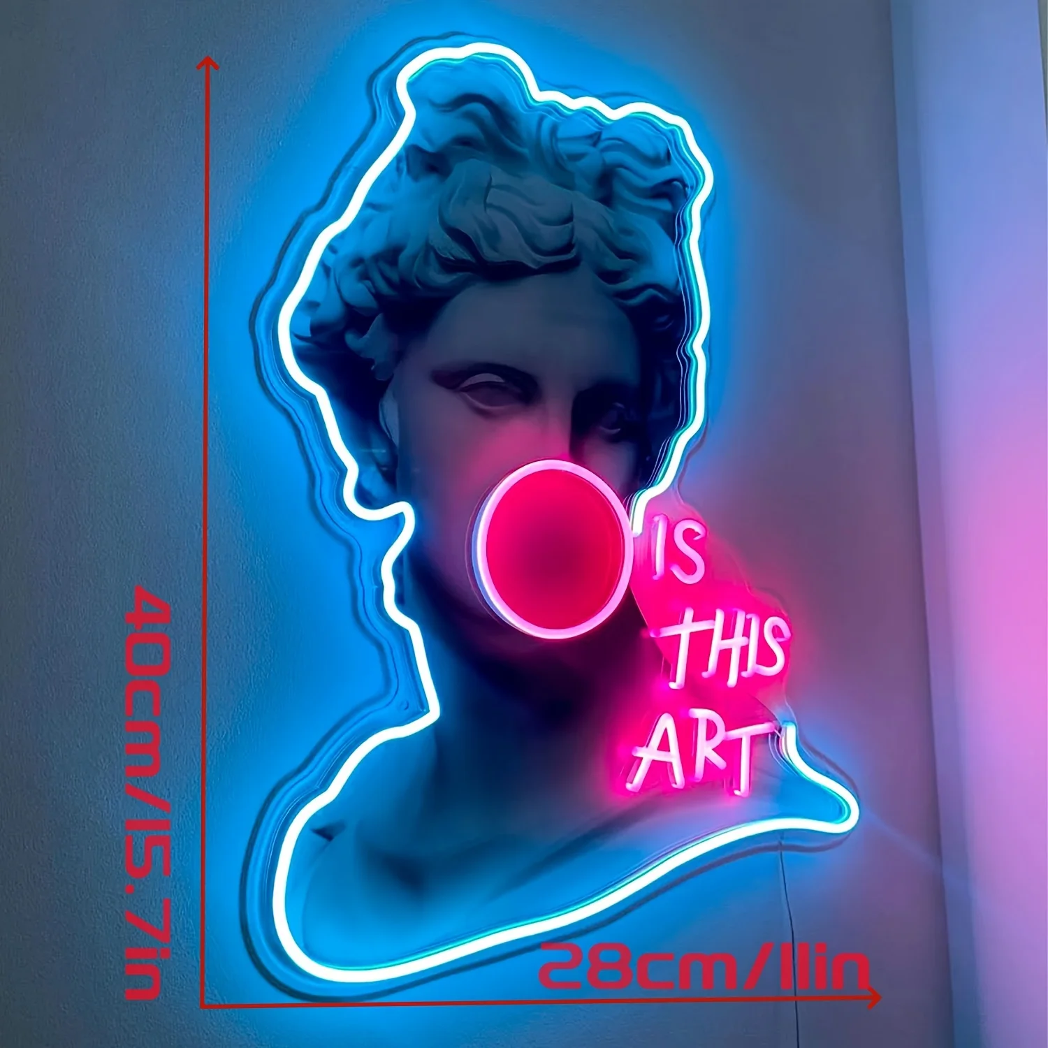 Vibrant Apollo Neon Sign USB Powered Wall Art with "IS THIS ART" Design LED Neon Light for Party Home Bar Bedroom Home Decor