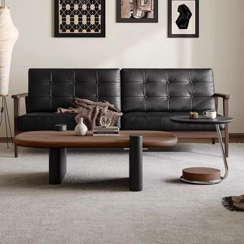 

Журнальный столик класса люкс для гостиной, из массива дерева, овальный, для небольшой квартиры, высококачественный журнальный столик.