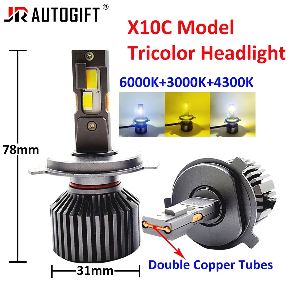 60W/120W 3 Color Led Headlight H4 H7 9005 HB3 9006 HB4 H11 H1 H3 H27 Auto Led Headlight Bulb car motorcycle 6000K 3000K 4300K