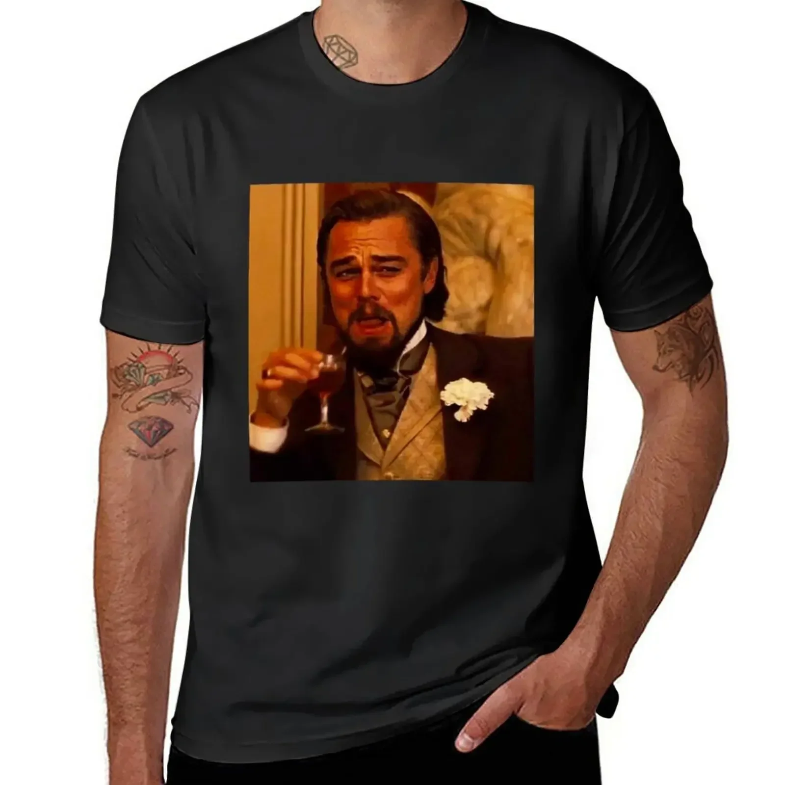 Laughing Leonardo DiCaprio Meme T-Shirt customs shirts graphic tee summer tops oversized t shirt mens graphic t-shirts funny