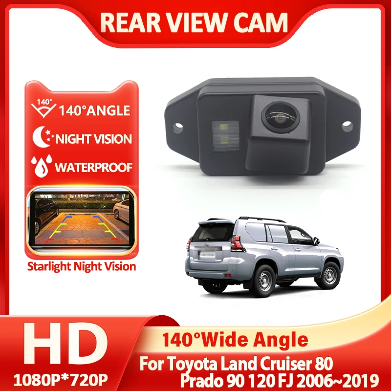 140 Degree HD CCD 1080x720P Rear View Camera For Toyota Land Cruiser 80 Prado 90 120 FJ 2006~2019 Car Reverse Parking Monitor