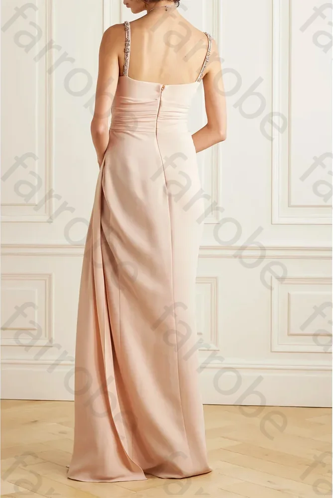 Customized Evening Dresses Sleeveless Female Exquisite High Quality Occasion Sexy Light Pink Mermaid Prom Party Dress for Women