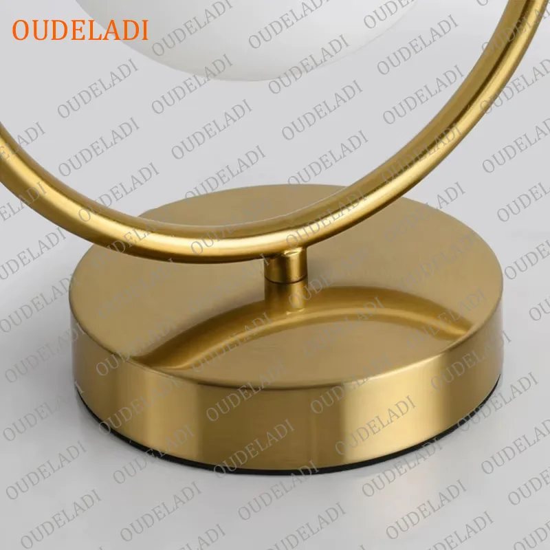 OUDELADI Brass Ring Glass Ball Table Lamp Modern Led Living Room Bedroom Hotel Home Decor Desk Lamp Eye Protection lamp - Image 6
