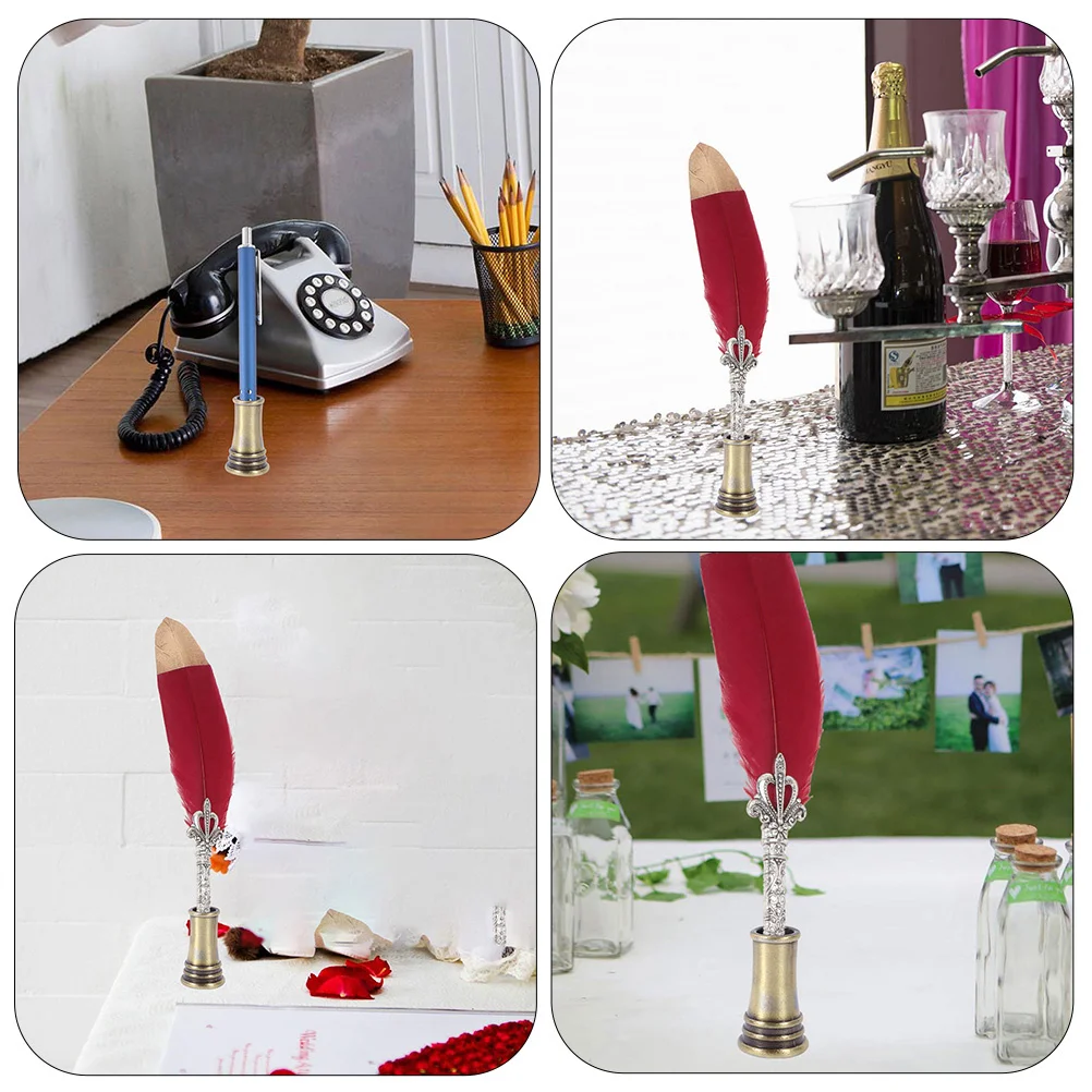 

4pcs Holder Rest Stand Copper Single Stand Single Copper Base For Desk Storage Ink Pen Rest Stationery Organizer Pen Base