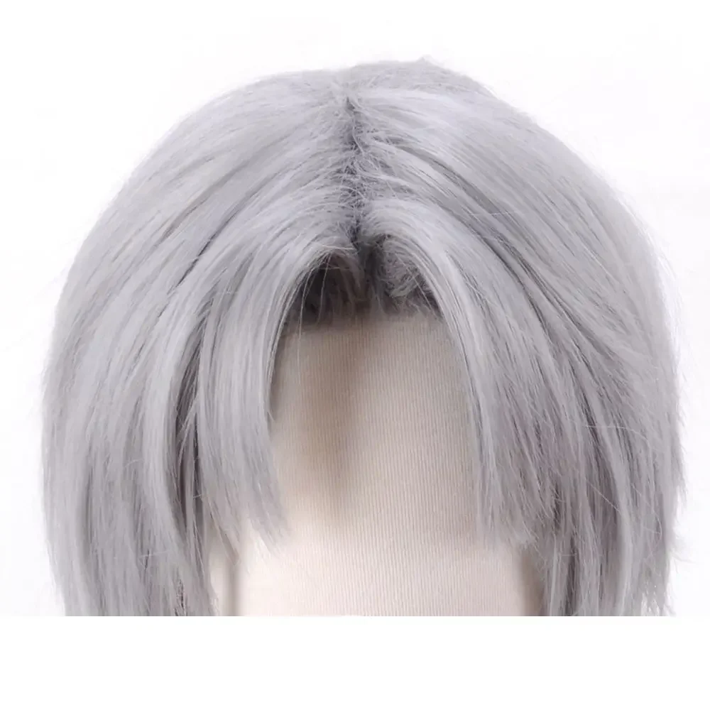 Peruka Cosplay Dante DMC 5 Anime Rekwizyty Kostiumowe Przebranie dla Mężczyzn Srebrna Krótka Peruka Roleplay Halloween Karnawał Akcesoria Kostiumowe