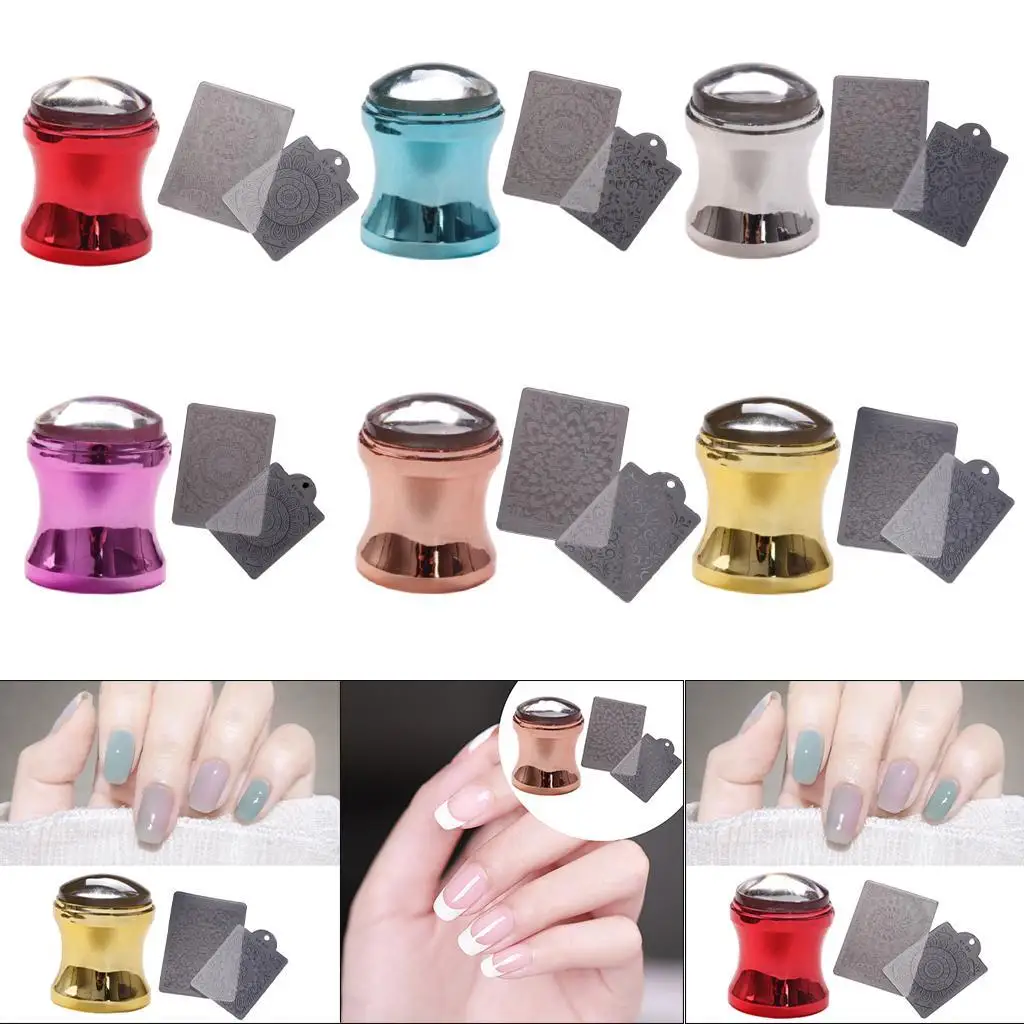 네일 아트 실리콘 스탬퍼 스크레이퍼 키트 도구 DIY 여성용 재사용 가능한 홈