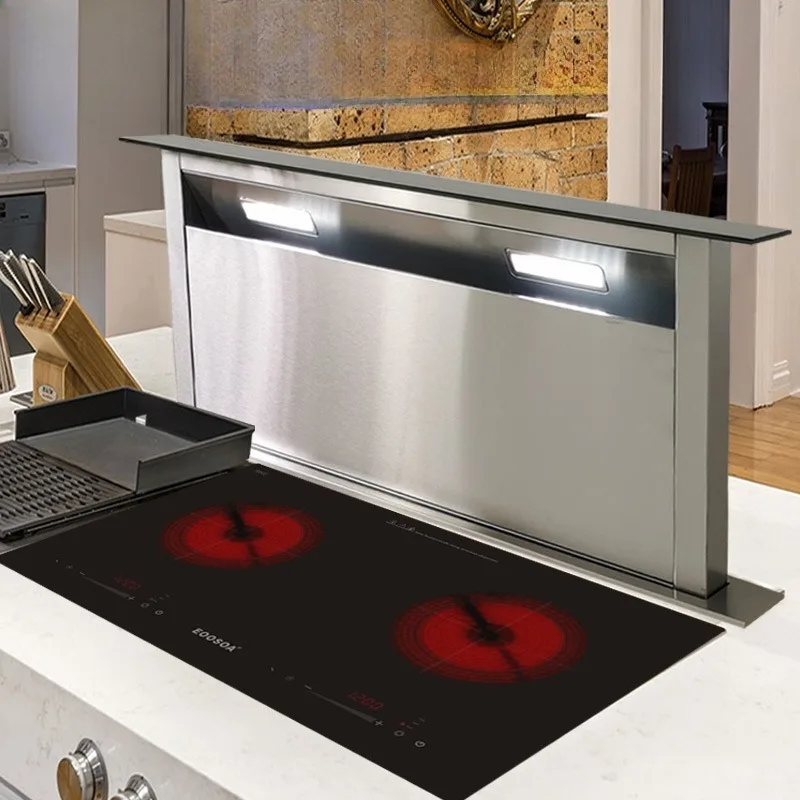 Вытяжки для плиты Downdraft под шкафом, вытяжки 90 см для кухни со светодиодной подсветкой