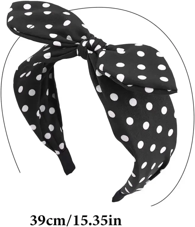 Polka Dot Headband 1pc Bow Knot Fabric Headbands Knotted Hair Bands Twisted Headwrap Hair Hoop Bunny Ear Wide Hair Hoops Vintage