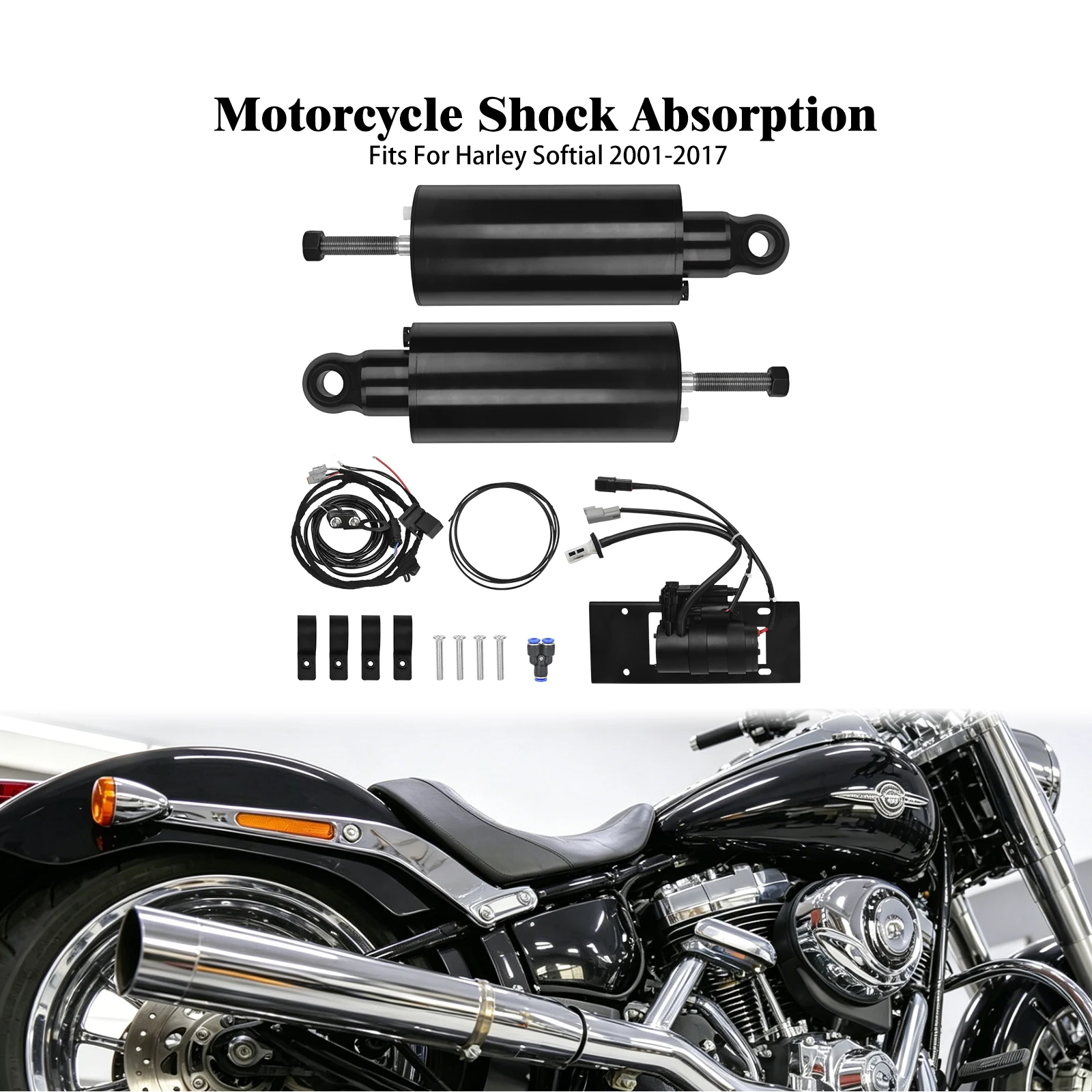 Softail Air Ride Suspension System Motorcycle Rear Air Shock Absorbers For Harley Fat Boy Breakout Heritage Standard Slim 01-17