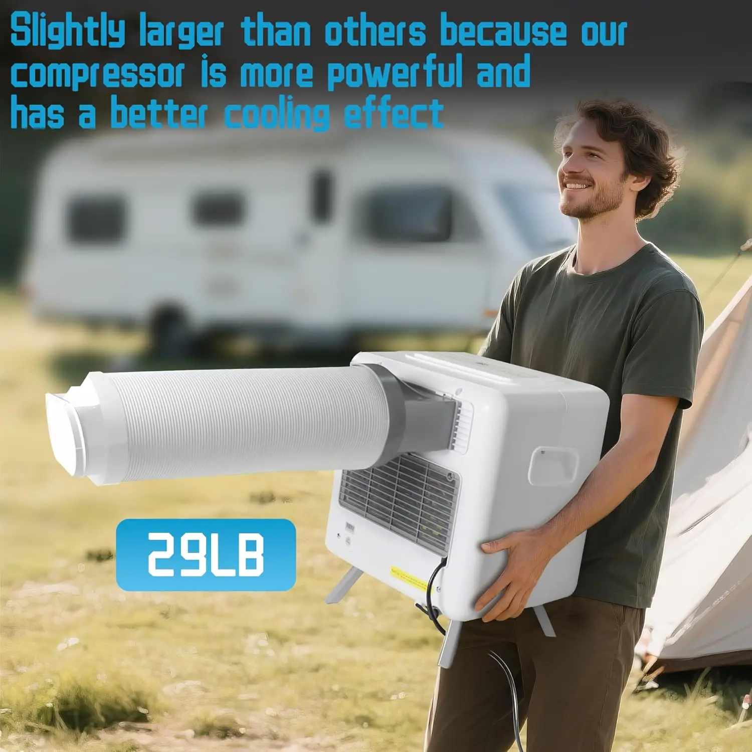 キャンプ用ポータブルエアコン、3300BTU、436W ACユニット、急速冷却、最低温度60度まで ° F、テント、3つの冷却モード、24時間タイマー（グレー）