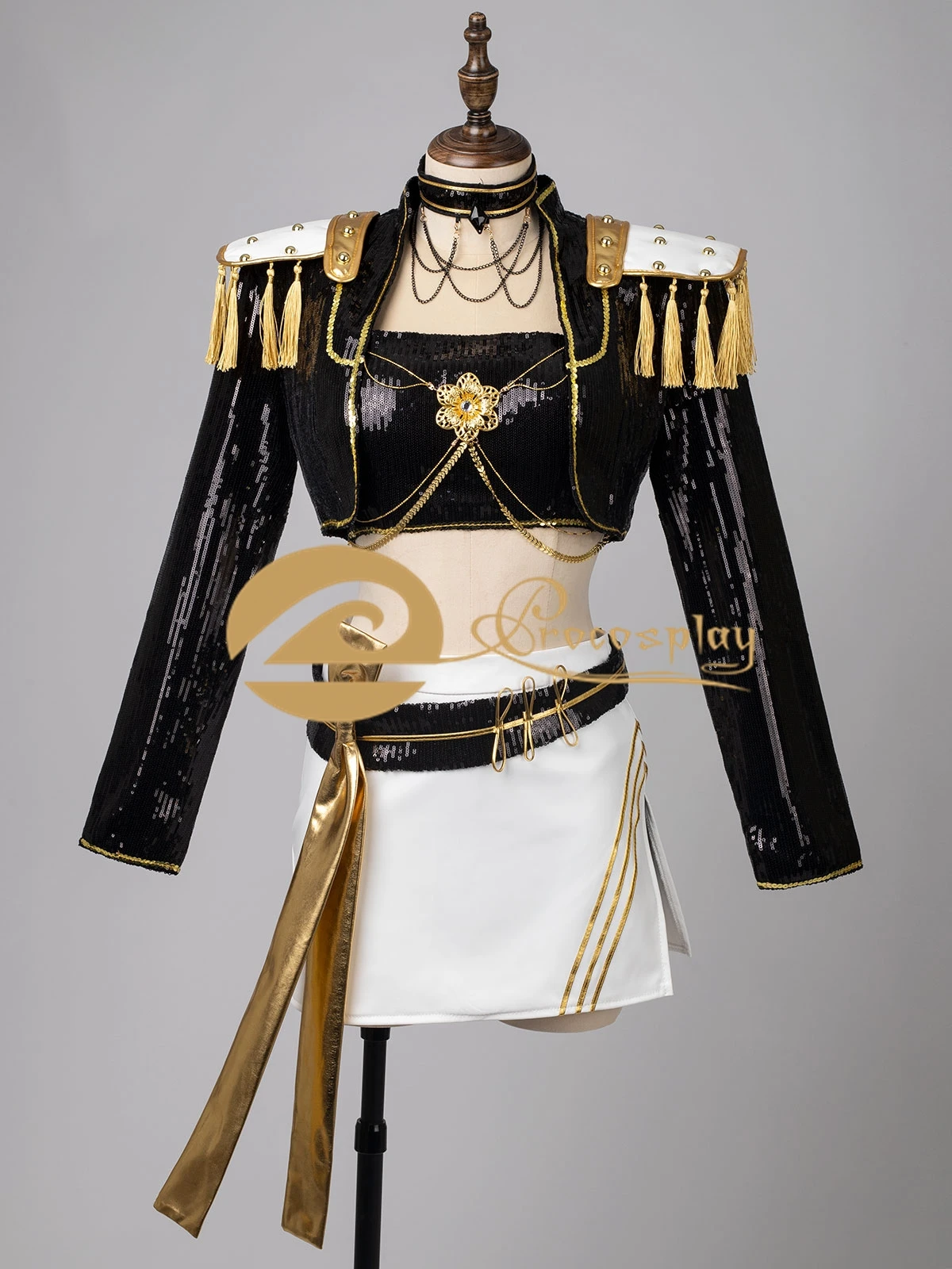 

Mira Cosplay Costume Women Mira Black Gold Outfit for Halloween Party Role Play