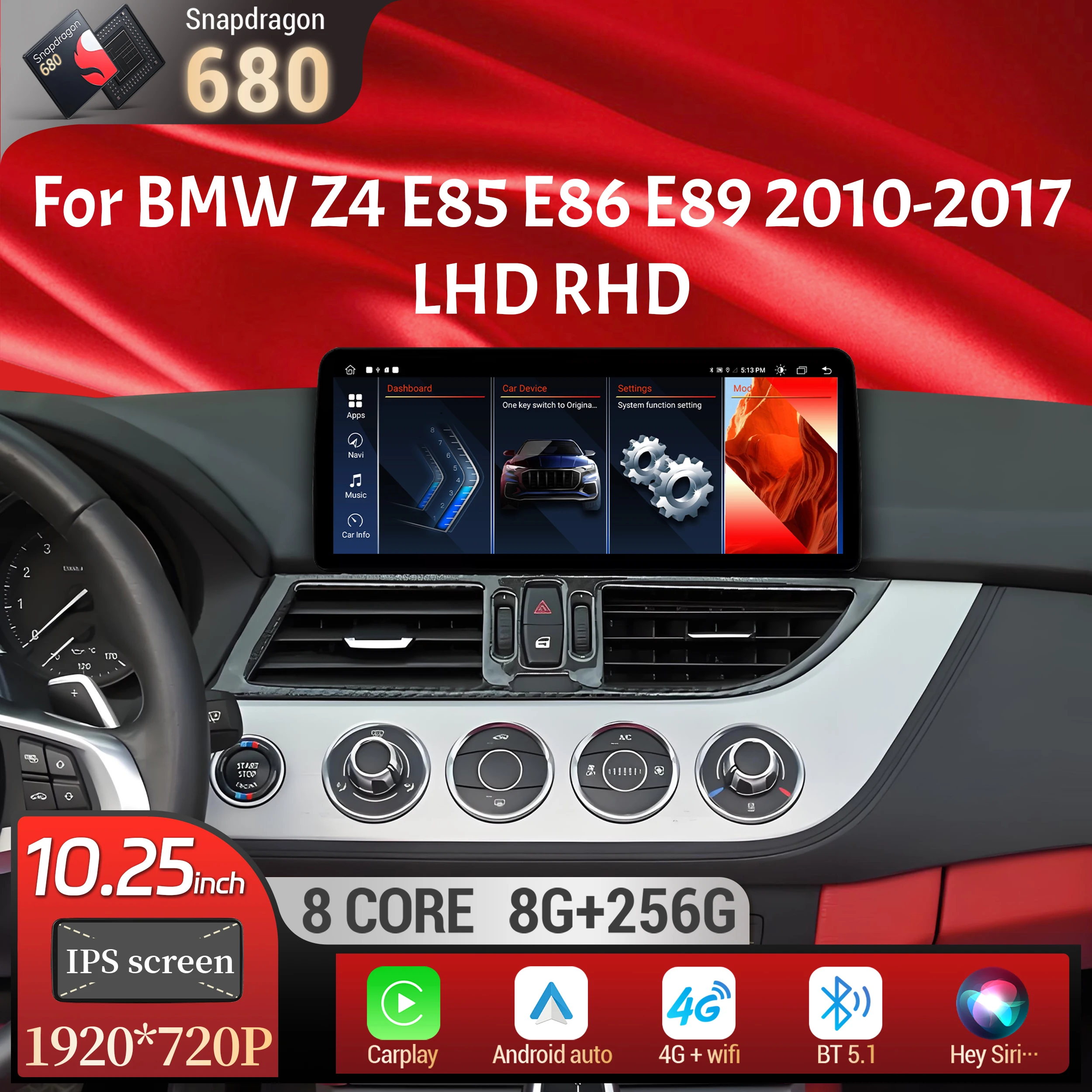 

10.25 inch Android 13 Car Radio 4G For BMW Z4 E85 E86 E89 2010-2017 Wireless Bluetooth Carplay Snapdragon 680 Head Unit Screen