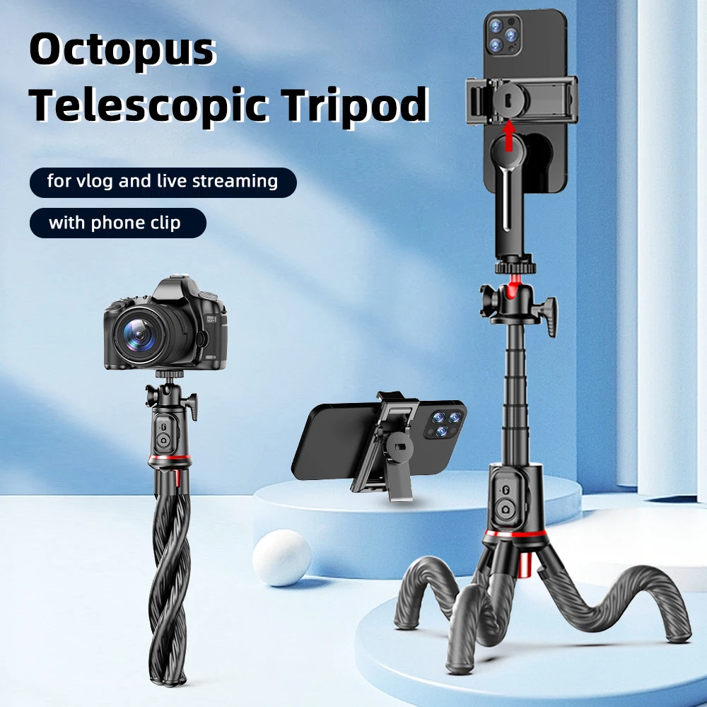 

MAMEN Flexible Octopus Tripod Telescopic Phone Holder Stand with Remote Control for Camera Smartphone Livestream Vlog Tripod