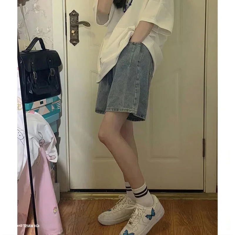 

Прямые джинсы с высокой талией, женские летние свободные широкие брюки среднего размера, модные джинсы MM plus Size orts