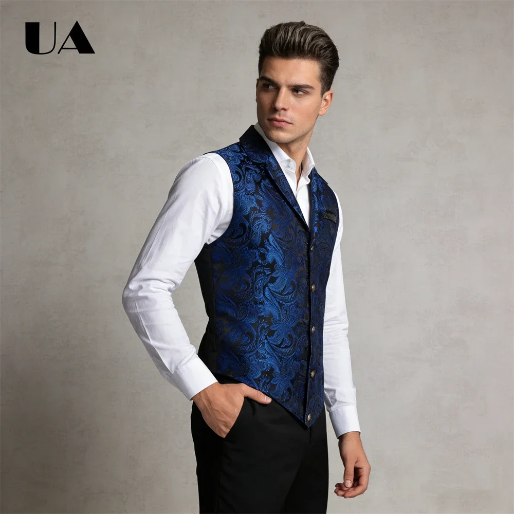 Plus Size Waistcoat Jacquard Fashion Waistcoat, Prom Party Business & Leisure Professional Suit Vest, Men's Vest Slim Fit Mens