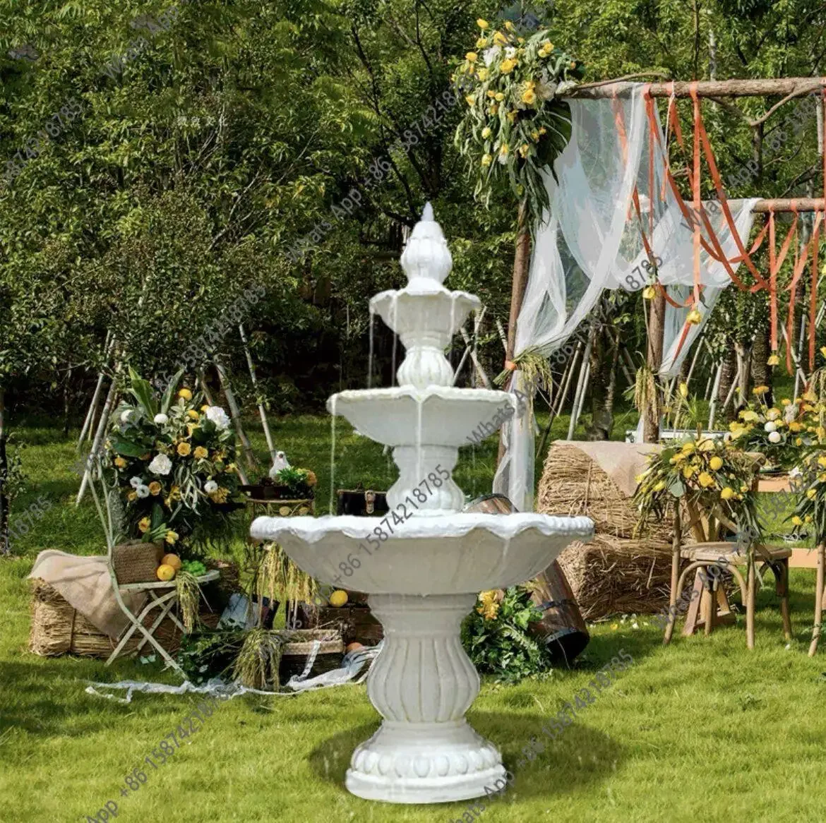 Wa Three-layer Multi-layer Running Water Fountain Flower Pot Wedding Wishing Flower Pool Shooting Props Square Pool Garden Ornam