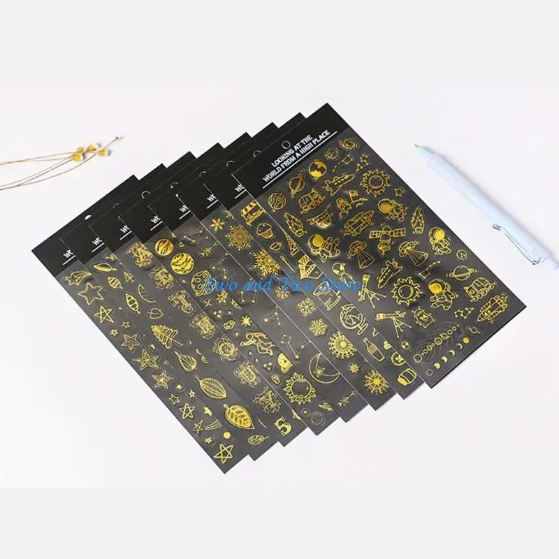 HX6F 8 Sheets UV Epoxy Resin Filling Material DIY Crafts Jewelry Making Filler Stickers Resin Mold Decorative Lables