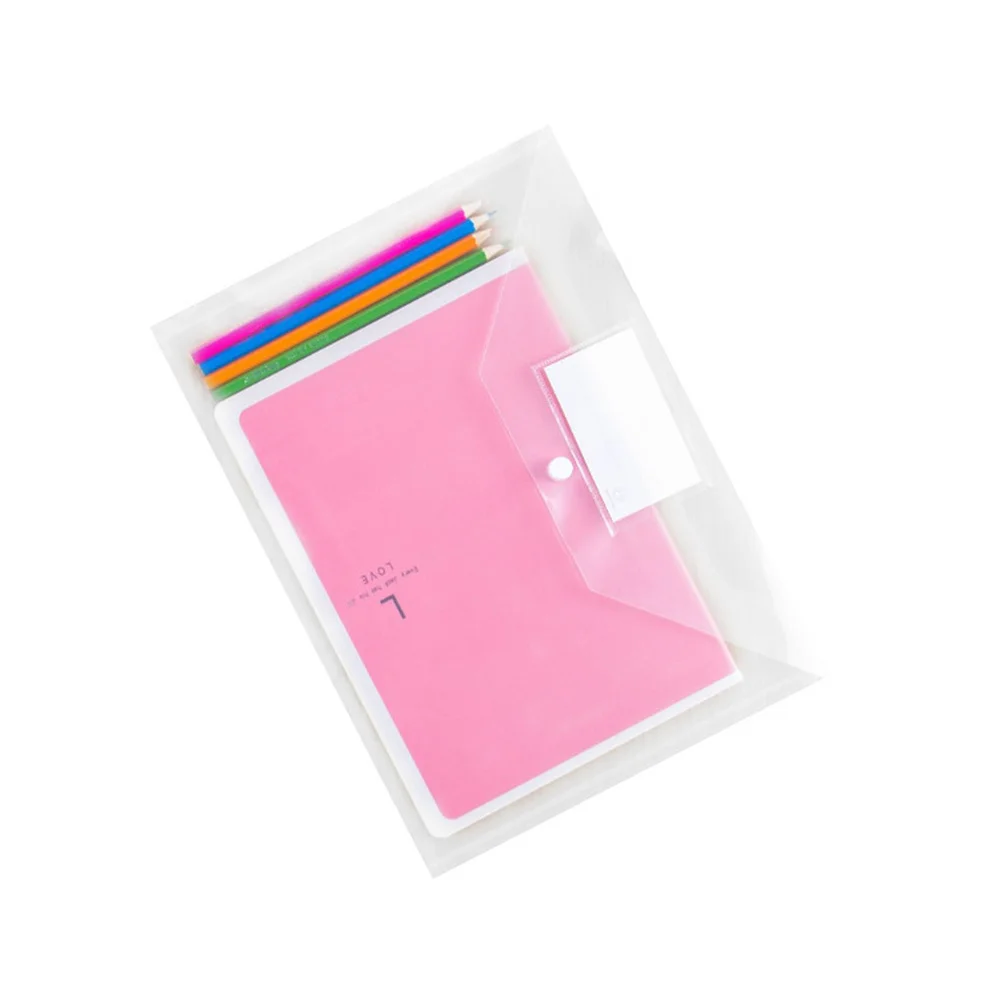 10Pcs A4 Document Folders Clear Plastic Snap Button Envelopes Organizer Tear Proof Water Resistant Secure File Storage