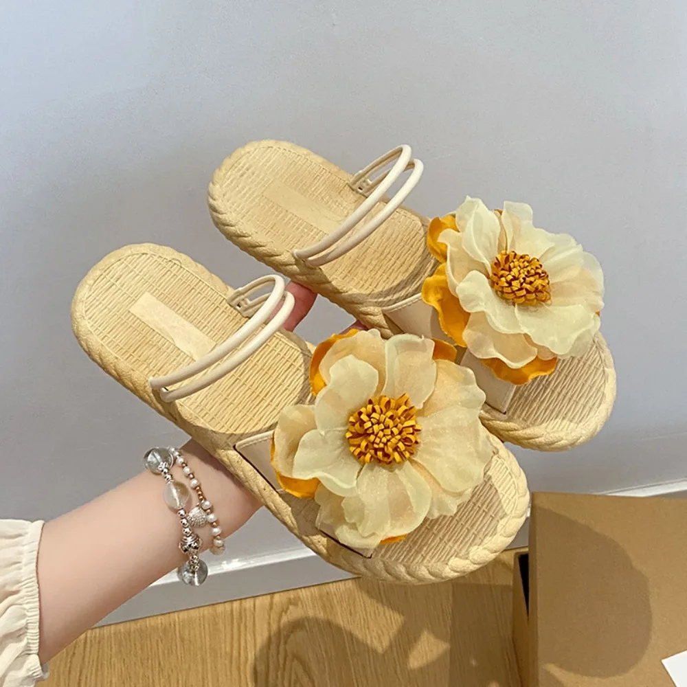 Sandalias de Playa Antideslizantes con Suela Suave, Dulces Chanclas de PVC para Mujer, Pantuflas de Verano para el Hogar, Chanclas con Flores