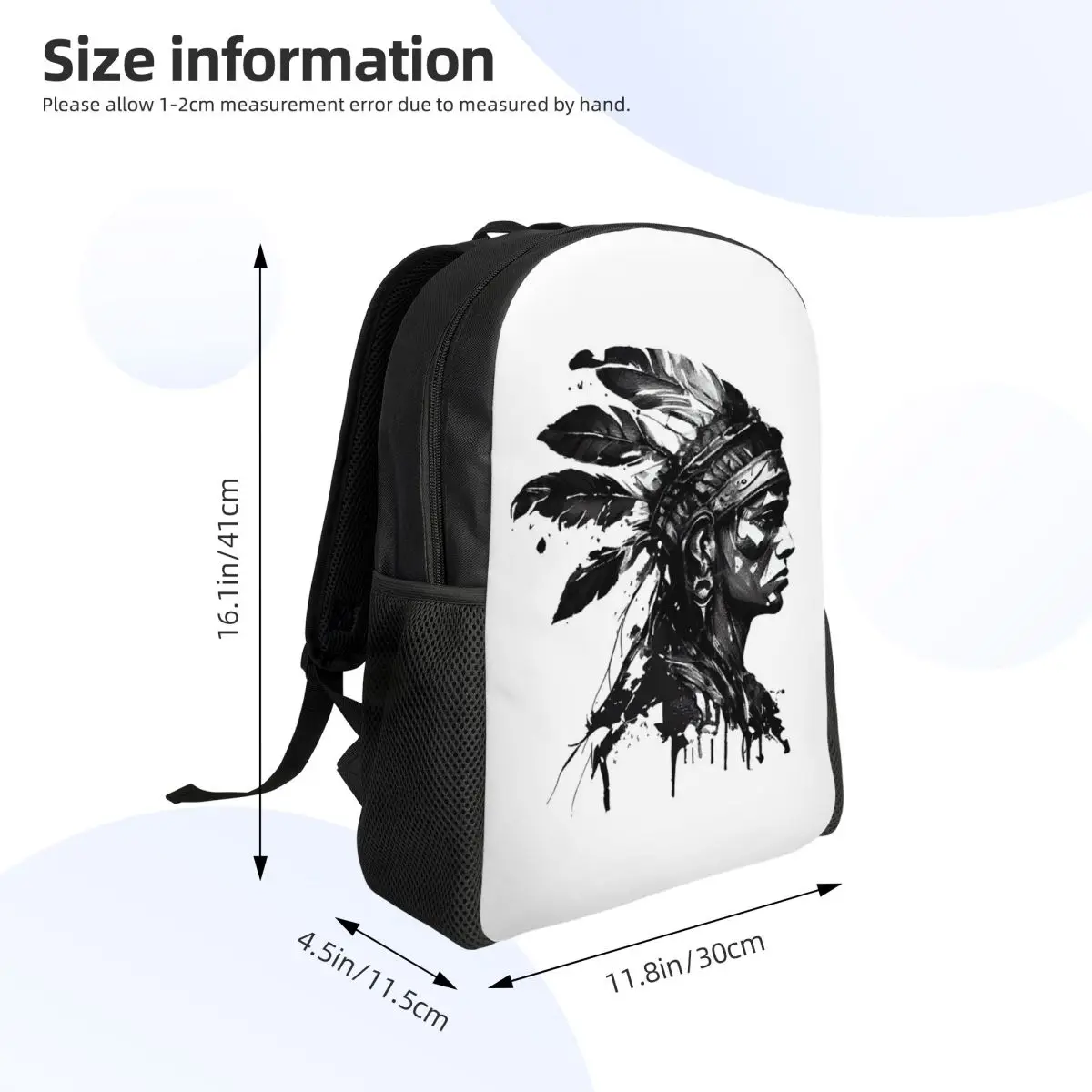 Drawn Style Aztec Warrior Student Backpack School Bag Hiking Travel Daypack for Men Women Fashion Bookbag Shoulder Bags