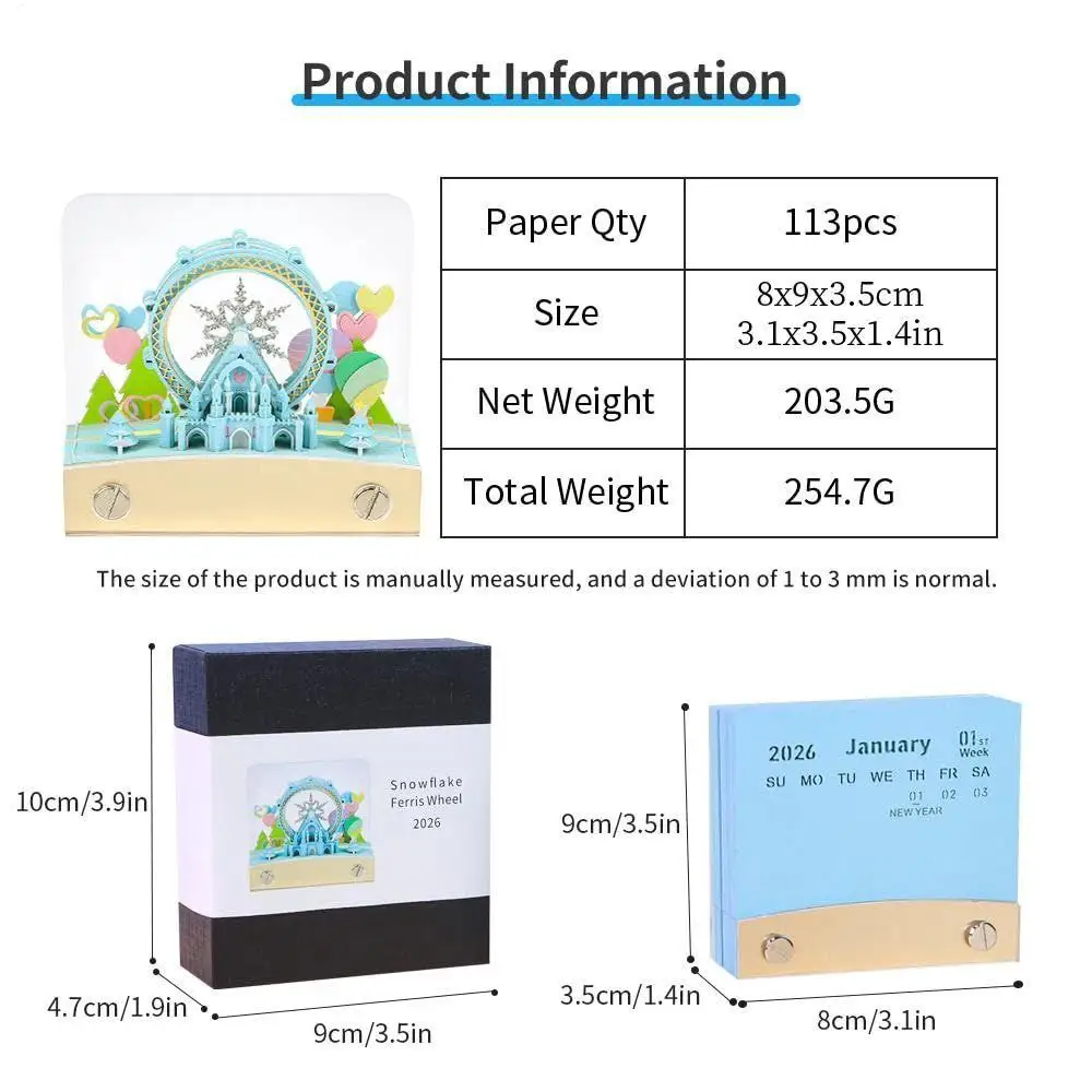 Timepiece Calendar 2026 Time Piece Ferris Wheel Calendar 2026 Tearable Timepiece Sticky Notes For Work Schedule Planning