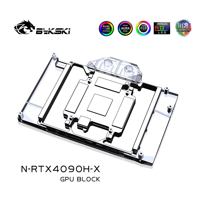 Imagem -02 - Bykski-nvidia Rtx4090h-x Gpu Block Use para Rtx 4090 Reference Edition Rtx4090 Aic Video Card Refrigeração a Água Radiador de Cobre