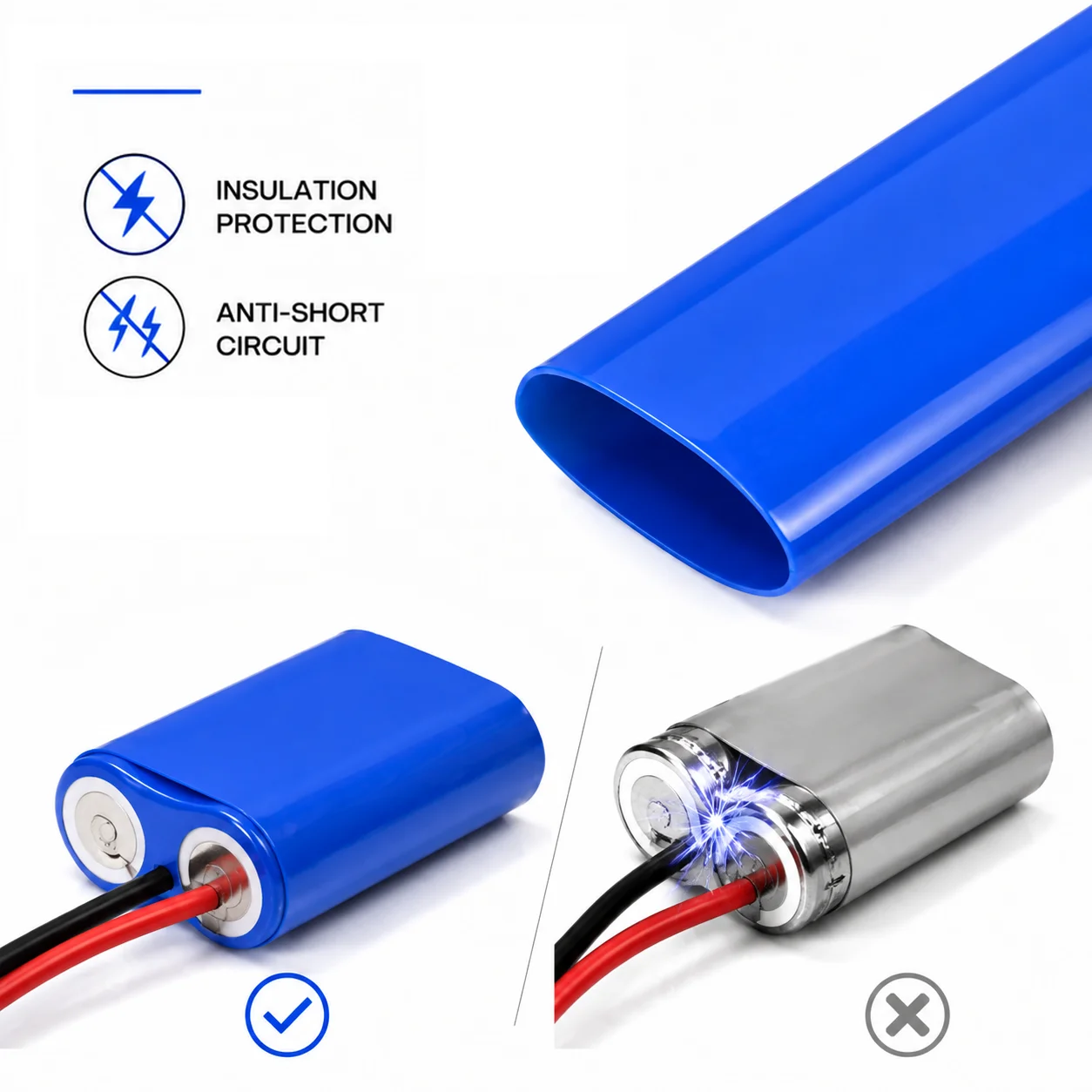 18650 Lipo Battery PVC Heat Shrink Tube Pack 320~500mm Width Black/Blue Insulated Film Wrap Lithium Protection Battery Pack
