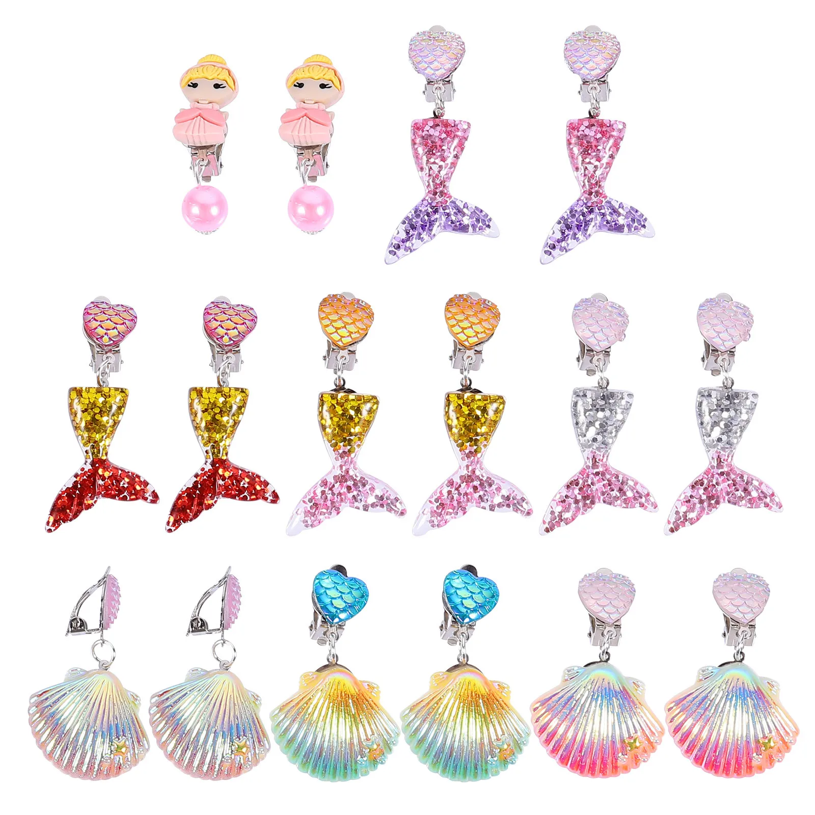 

8Pairs Clip Jewelry Earrings for Kids Colorful Lovely Creative Styles Comfortable Play Earrings Set Girls Ear Pendants