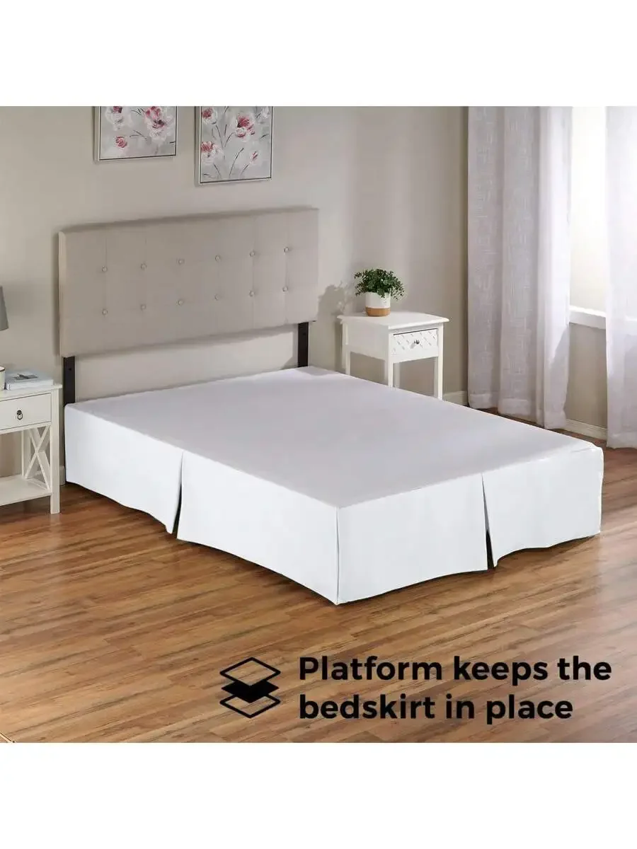 

White Queen Bedskirt 21 Inch Drop 800TC Cotton Split Corner Pleated