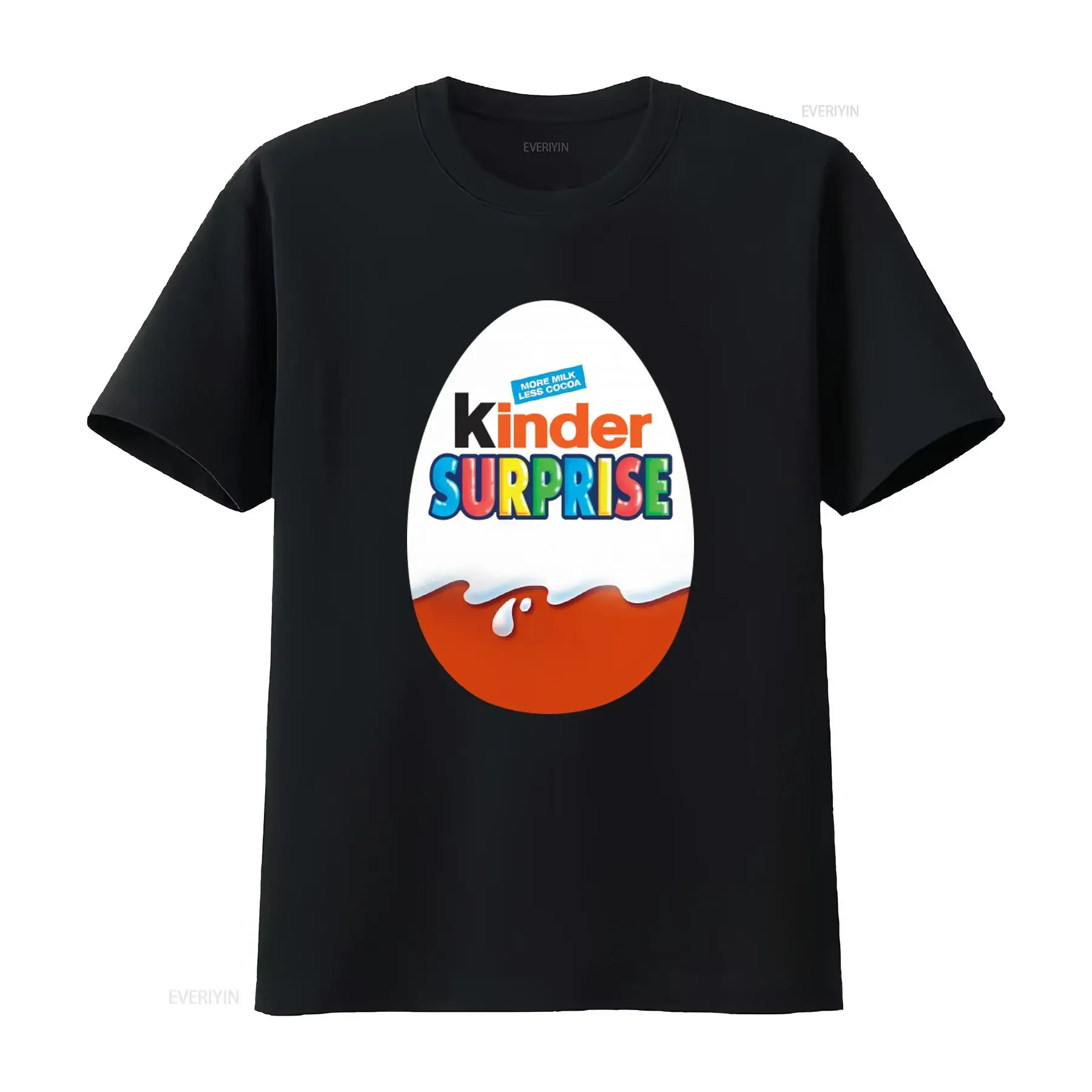 Nova Camiseta Clássica Kinder Surprise Edição Limitada com Design Engraçado 'Mais Leite Menos Cacau' Vintage Lavada e Estilosa