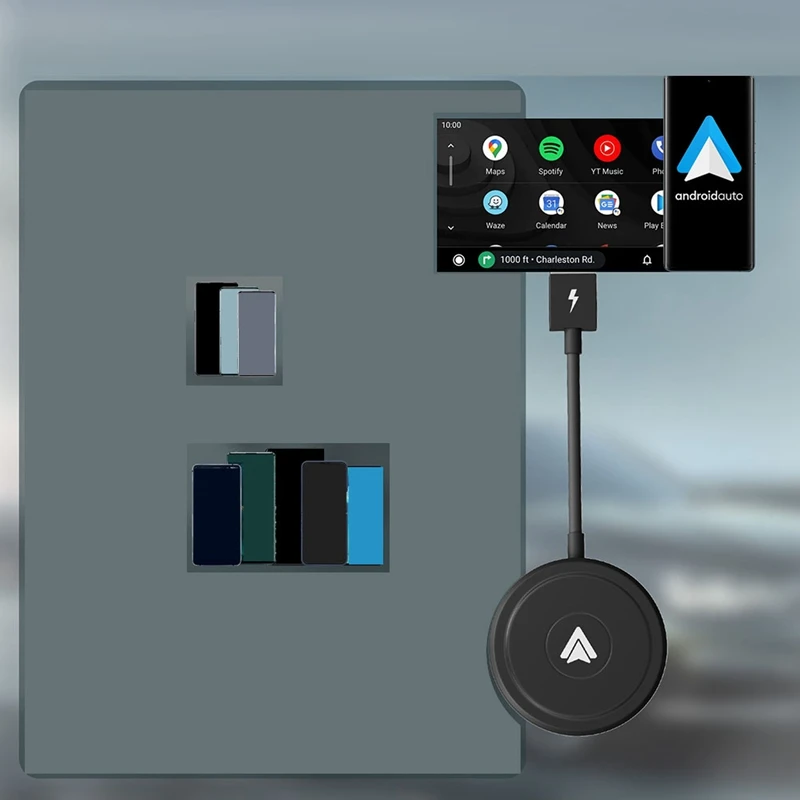 

Wireless Android Auto Adapter For Wired Android Car Convert To Wireless Round
