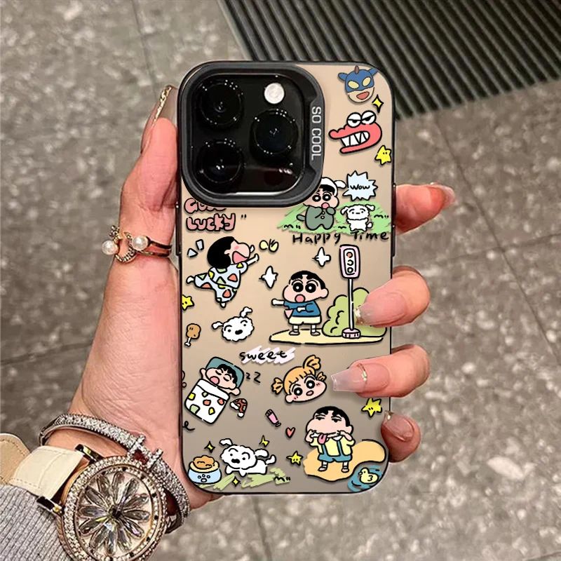 

Cute Pajamas Shin-chan Phone Case For iPhone 16 15 14 13 12 11 Pro Max XS X XR 7 8 Plus For iPhone 13 Laser Hard PC Matte Cover