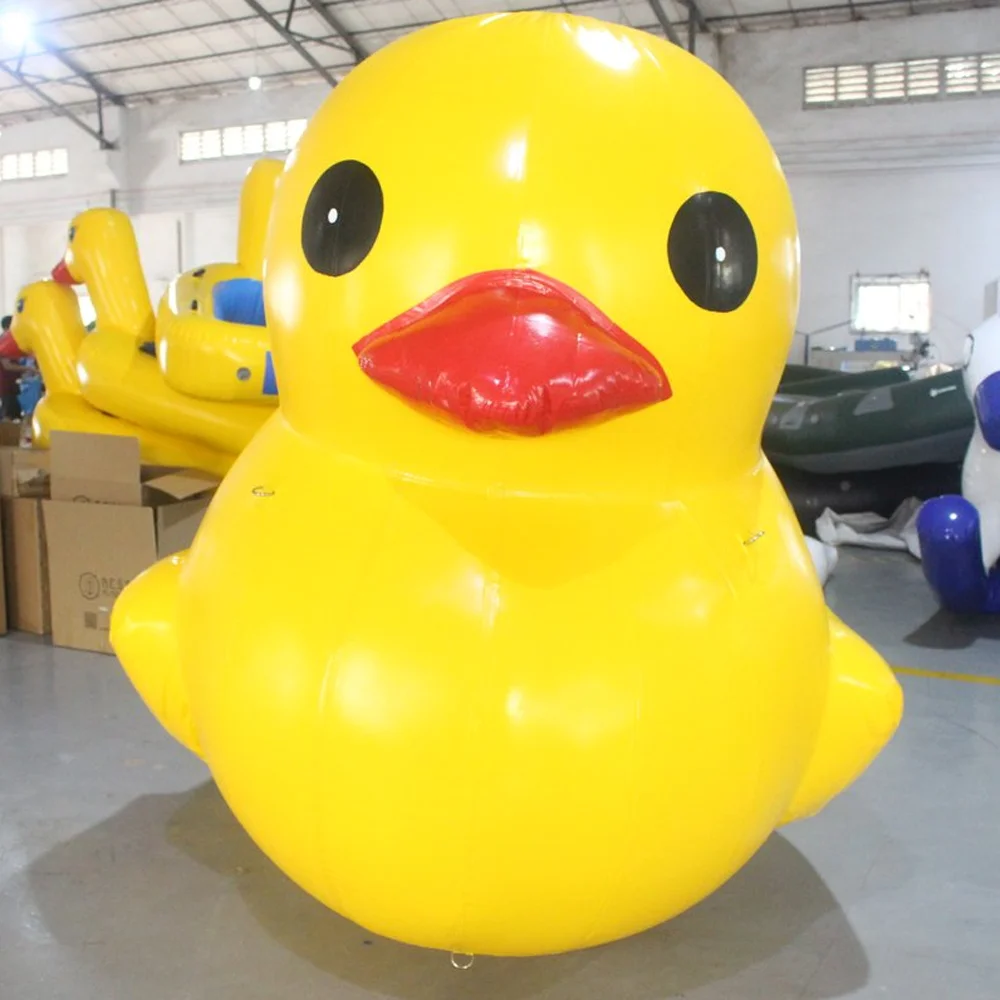 Pato amarillo inflable gigante usado en agua, juguete de dibujos animados de goma fija flotante grande, de alta calidad, 3m, para promoción