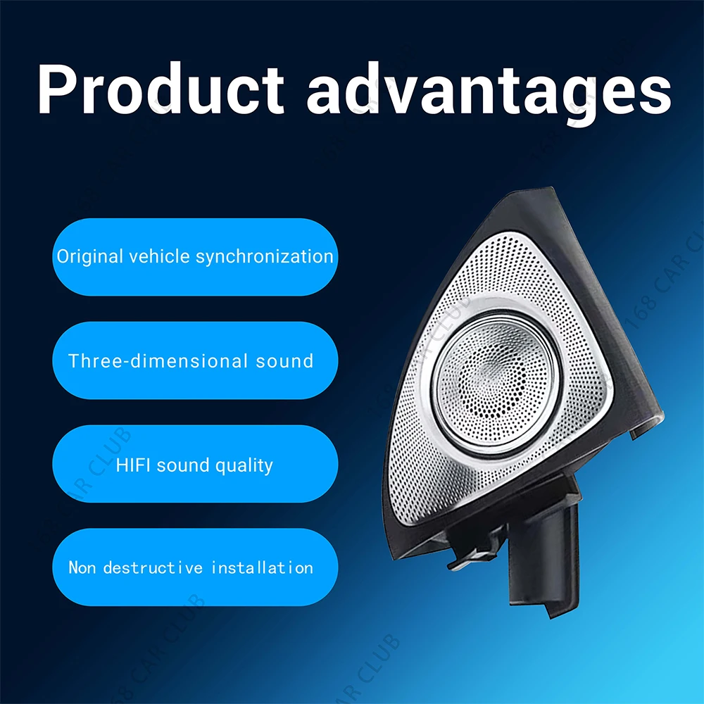 3/64 Colors 3D Rotating Tweeter Speaker For Mercedes Benz W205 W213 W222 X253 W177 GLB A/C/E/GLC/S-Class Car LED Horn Accessory