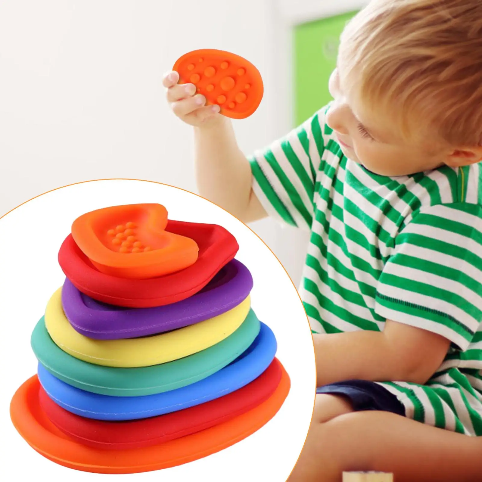 Pietre sensoriali 8 pezzi Giocattolo elastico Fidget Pietre calmanti tattili testurizzate per bambini di 3 anni Meditazione Palestra Parco giochi Cortile