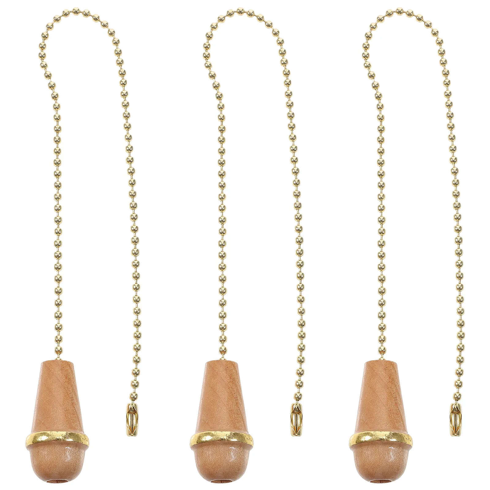 3Pcs Ceiling Fan Pull Chain Wooden Knob Replacement Cord for Light Switch Bathroom Fan Chain Extender Decorative