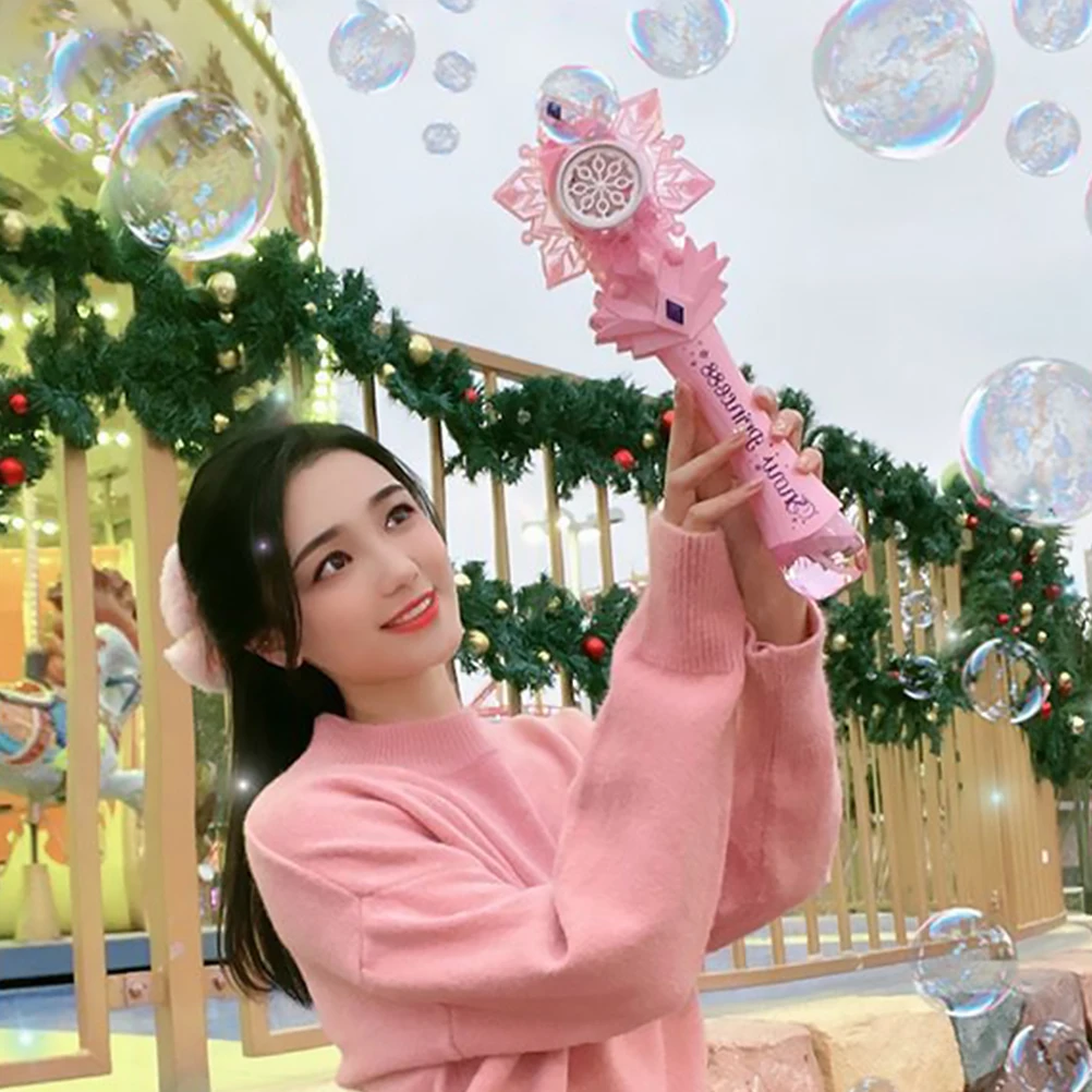 

s Music Light Bubble Machine Pink 2 Bottles Solution Reusable Toy Automatic Blower Cartoon Safe Plastic Party Fun for party