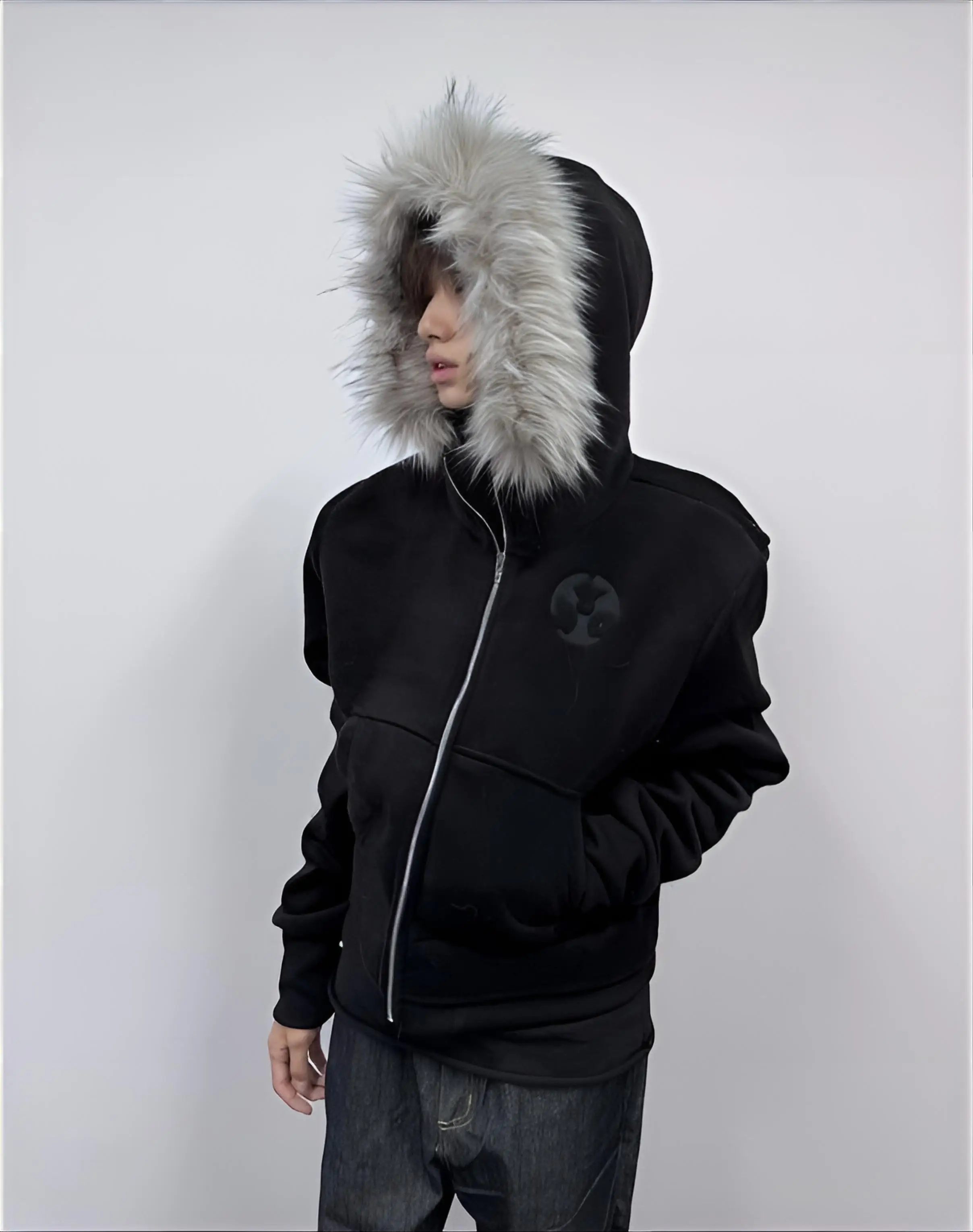 

Fur Collar Jean Jacket Mens Mesh Classic Track Autumn Entertainment Warm Quilted Quality Original Hiking Gym Polychrome Decorate