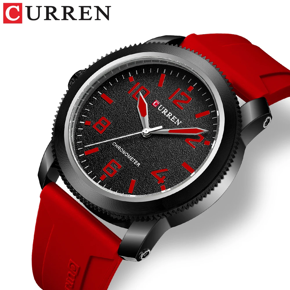 CURREN Fashion Simple Men\'s Watches with Big Numeral Dial Business Gentleman Quartz Wristwatch with Silicone Strap