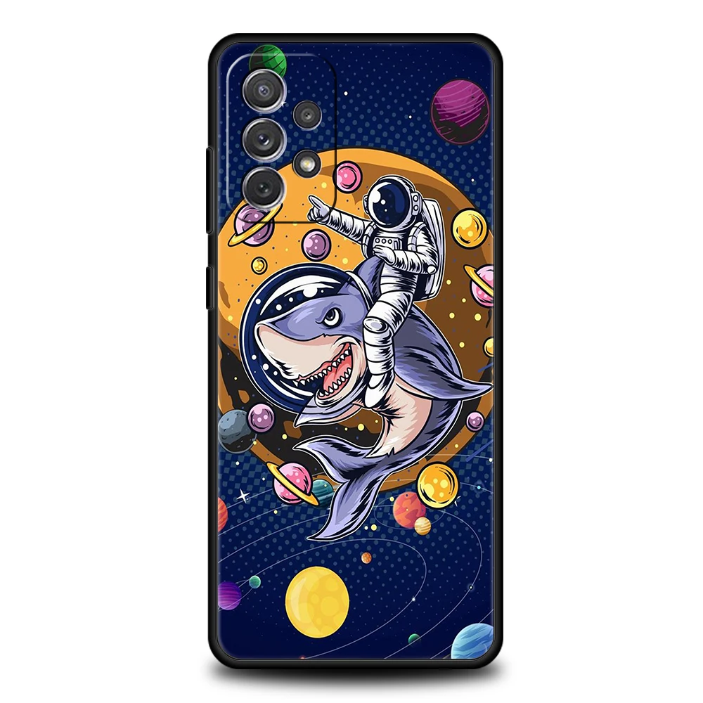 Cartoons Cute Astronaut Phone Case for Samsung Galaxy A14 A54 A34 A51 A71 A72 A73 A32 A52 A52S A01 A11 A21S A31 A41 5G TPU Shell