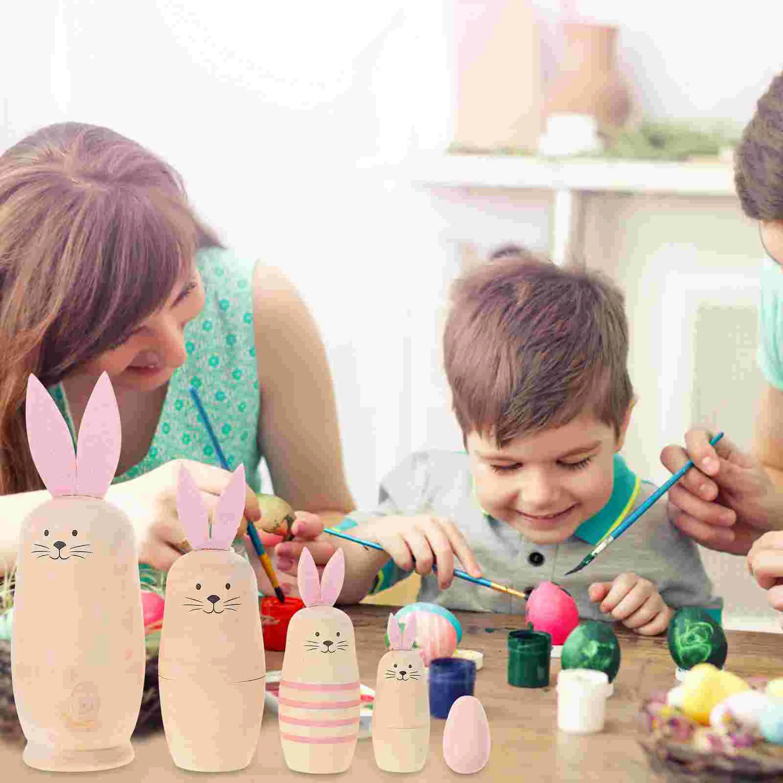 

Rabbit Nesting Matryoshka Dolls Children Gifts Multi-layered Matryoshkas Hand Painted Russian