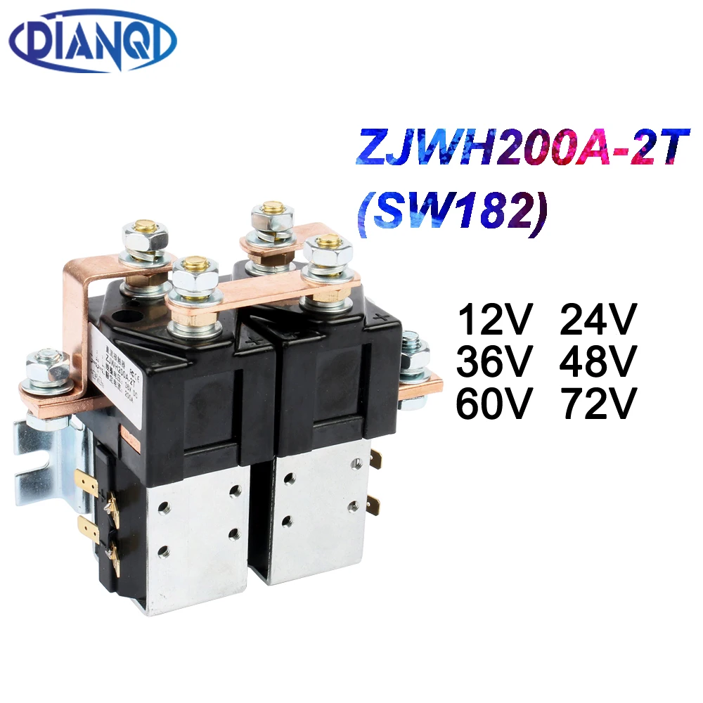 

ZJWH200A-2T SW182 2NO2NC 12 В 24 В 36 В 48 В 60 В 72 В 200 А Контактор постоянного тока для обработки двигателя рисования вилочного погрузчика электромобиля внедорожник