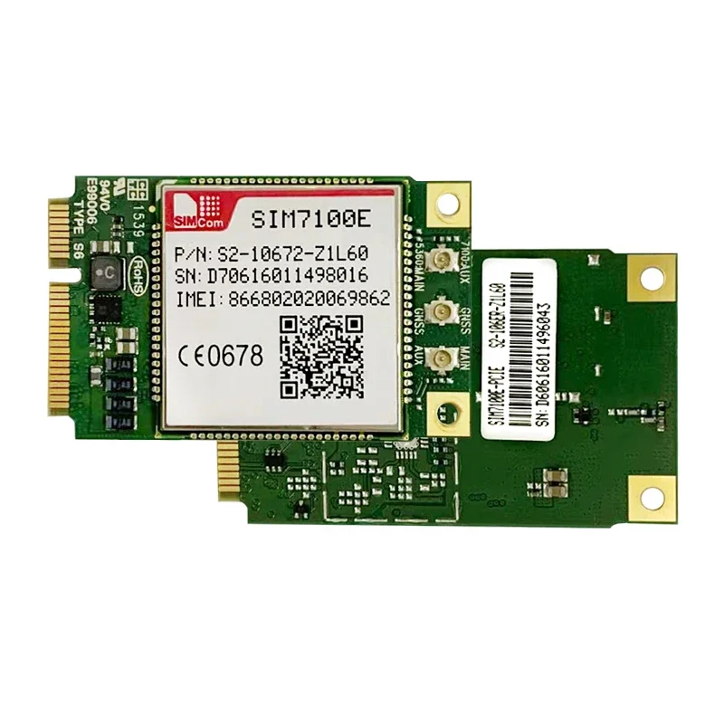 SIMCOM SIM7100E MINI PCIE LTE Cat-3 Модуль пятидиапазонный LTE-FDD B1/B3/B7/B8/B20 двухдиапазонный LTE-TDD B38/B40 UMTS/HSDPA/HSPA+ B1/B8