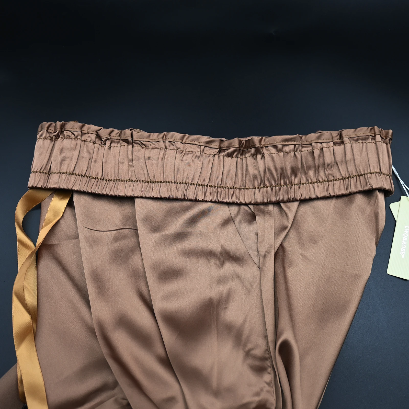 Luxurious Satin Lightweight Women's Loungewear High-waisted Straight-leg Wide-leg Pants for both sleeping and outerwear Pants