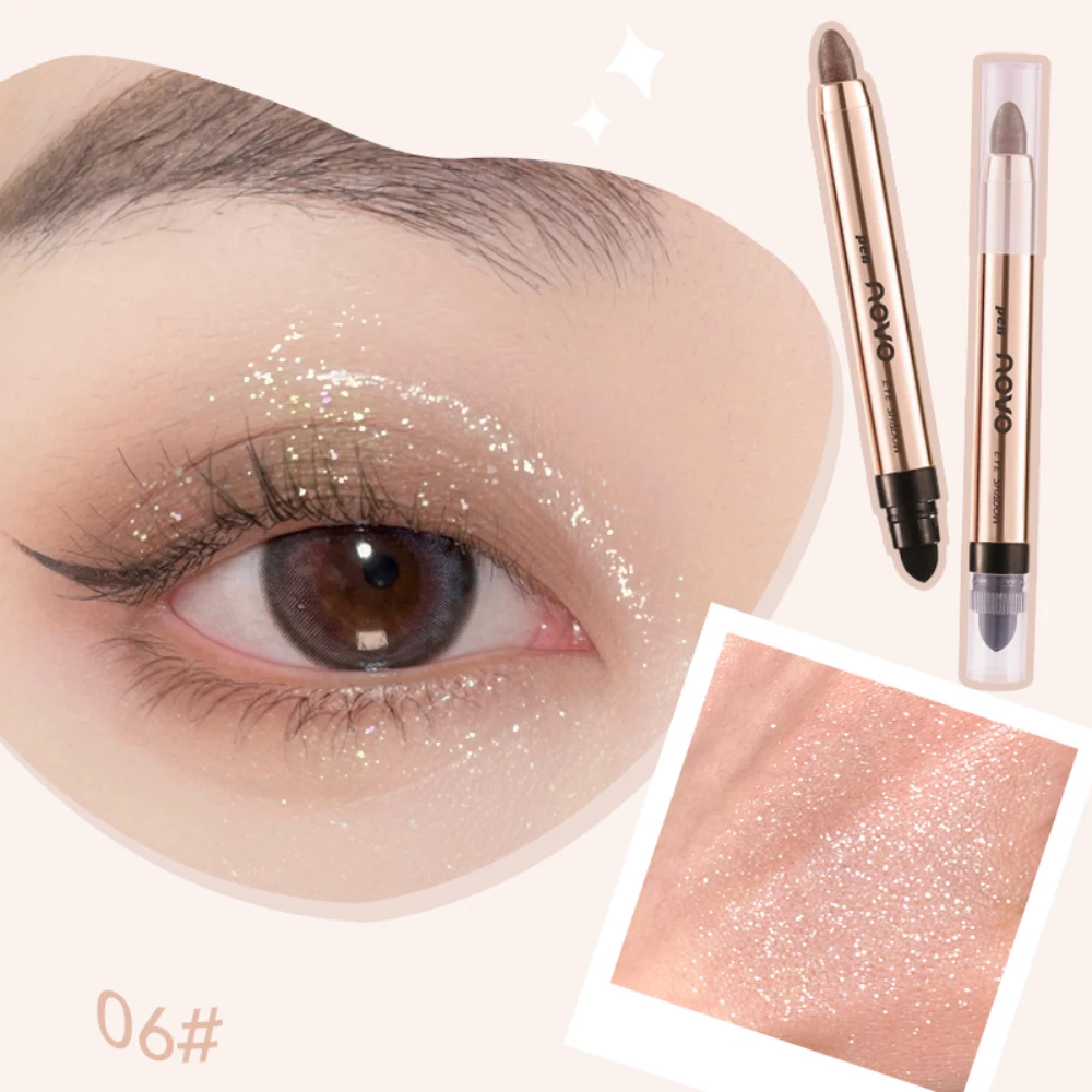 1 ~ 4 Stuks Oogschaduwstok Glitter Glinstert Oogschaduw Waterdichte Ogen Make-Up Oogschaduw Ultra Gepigmenteerde Dubbele Kop Markeerstift