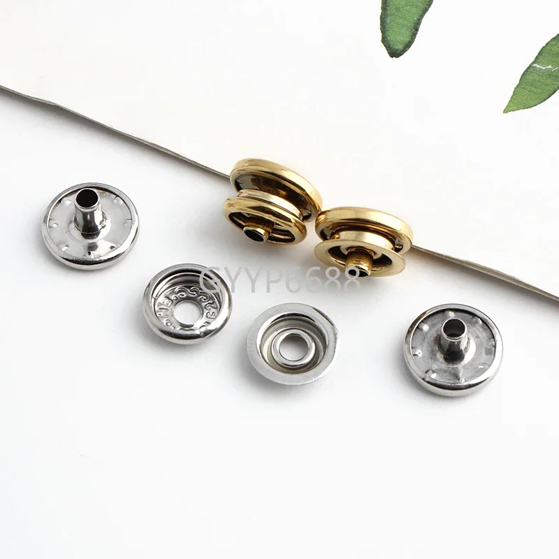 1/5/10Sets Stainless Steel Metal Whole Set Of Buttons With Puller For Handbag Tote Bags Press Studs Sewing Fastener Accessories