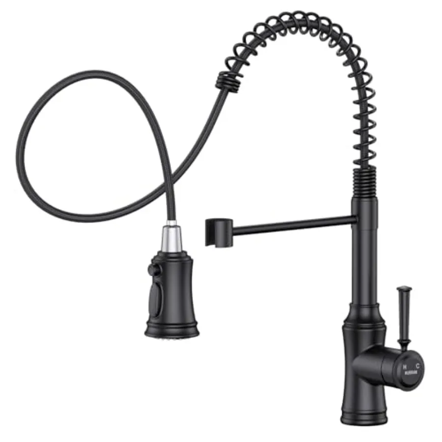 

Kitchen Faucet with Pull Down Sprayer Commercial Stainless Steel Kithcen Faucets Single Handle Spring Faucets for Kitchen Sink