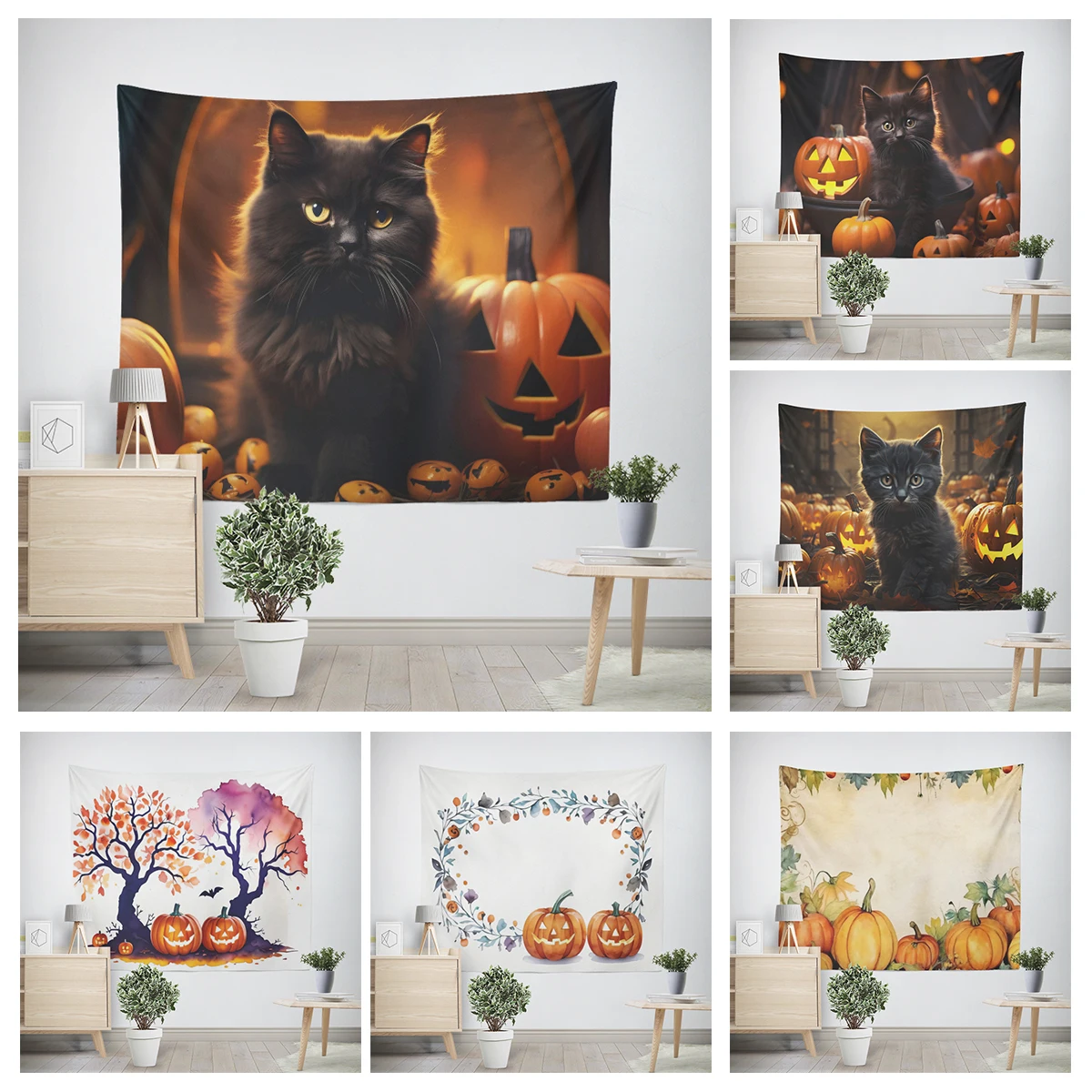 Home decorations modern room decor items wall tapestry aesthetic bedroom wall art large fabric tapestrys Halloween Autumn funny