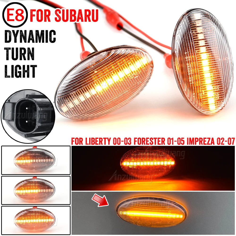 

2PCS Dynamic LED Turn Signal Side Marker Light For Subaru Forester Liberty Impreza WRX Sti Sequential Lamp 2000 2003 2005 2007