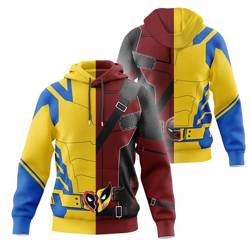 Deadpool Wolverine Cosplay Hoodie Superhero 3D Polyester Autumn Halloween Unisex Wolverine Jacket Thin Party Deadpool Costume